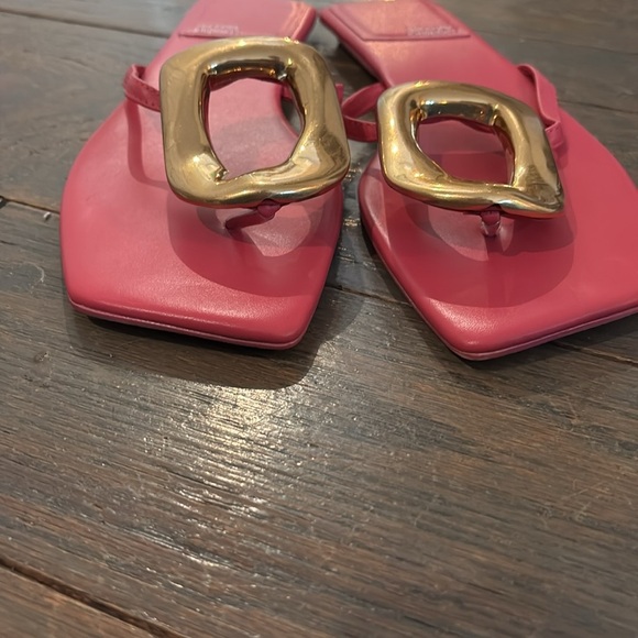 Jeffrey Campbell Linques Pink Leather Thong Sandal Size 11 - Picture 3 of 6